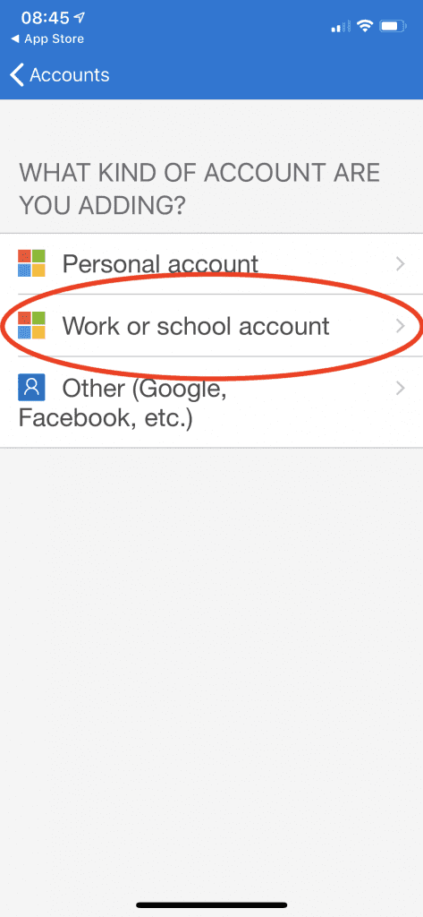 work or school account